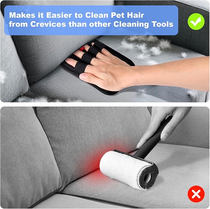 AIERSA 2Pcs Electrostatic Pet Hair Removal Glove, Electro Gloves Pet Hair, Reusable Static Pet Hair Remover Mitt, Cat & Dog Hair Removal Tool for Furniture, Clothes, Carpet, Car, Couch