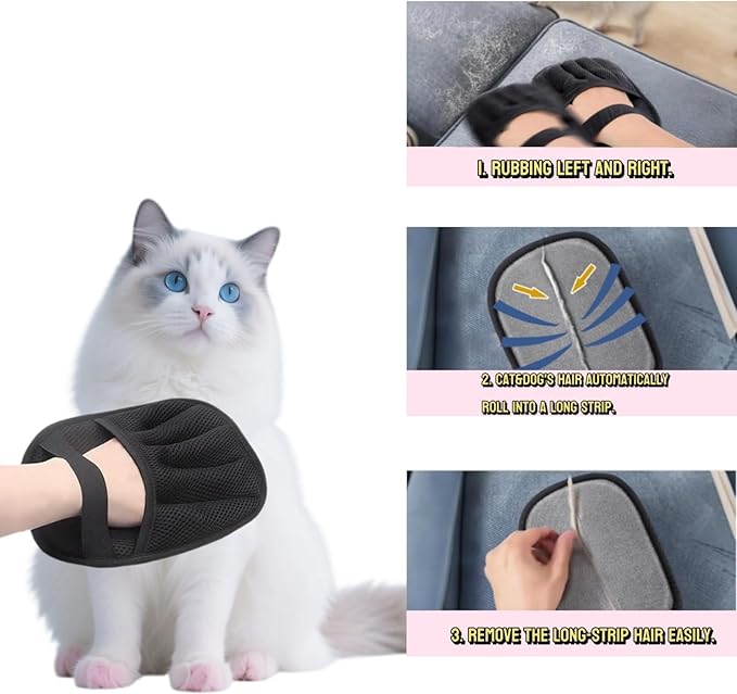 Pet Hair Remover Glove, 2 Pack Five-Finger Electrostatic Pet Hair Gloves, Reusable Pet Hair Removal Tool for Cats, Dogs, Clothing, Couch, Carpet, Car Seatd