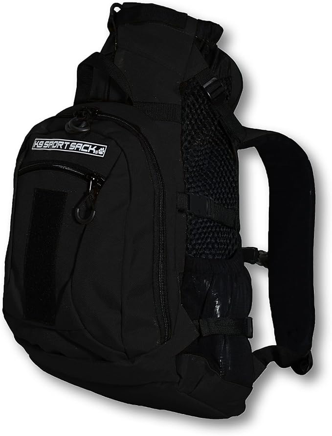 K9 Sport Sack Plus 2 - Small, Jet Black - Ideal for Dogs 13-16” Long - Adjustable, Backpack-Style Carrier with Multi-Functional Storage Pack, Thick Shoulder Straps & Padded Back Panel