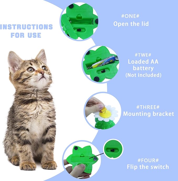 Yisquar Electric Bird & Butterfly Teasing Cat Toy 2PCS Interactive Bird Toy for Cats Interactive Cat Toys Automatic Electric Butterfly 360ยฐRotating Kitten Toys Fun Flying Birds Cats Play Chase