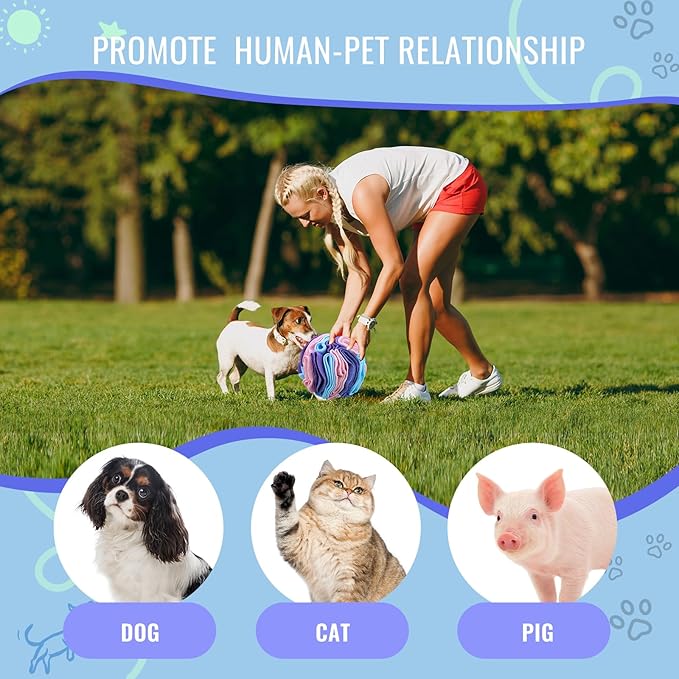 Pet Snuffle Ball, Puzzle Sniffing Interactive Dog Ball for Blind Dogs Training Stress Relief Dog Enrichment Toys Treat Machine Washable (15cm, Macarons Color)