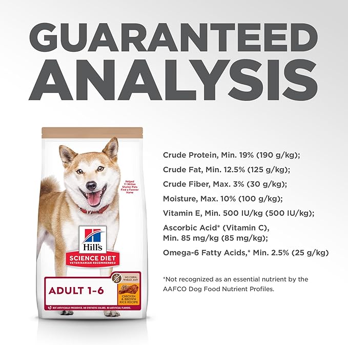 Hill's Science Diet Adult 1-6, Adult 1-6 Premium Nutrition, Dry Dog Food, No Corn, Wheat, Soy Chicken & Brown Rice, 4 lb Bag