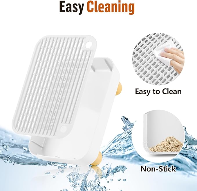 Cat Litter Box Step Ramp, Cat Litter Catcher Mat with Wooden Feet, Filter Function, Cat Pedal Stool for Self-Cleaning Cat Litter Box, Ideal for Kitten & Elderly Cats (White)