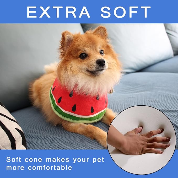 Soft Dog Cone, Lightweight Elizabethan Collar for Dogs, Adjustable Soft Cones for Dogs/Cats to Stop Licking After Surgery, Cute Watermelon Cone of Shame Alternatives for Pets (Medium)