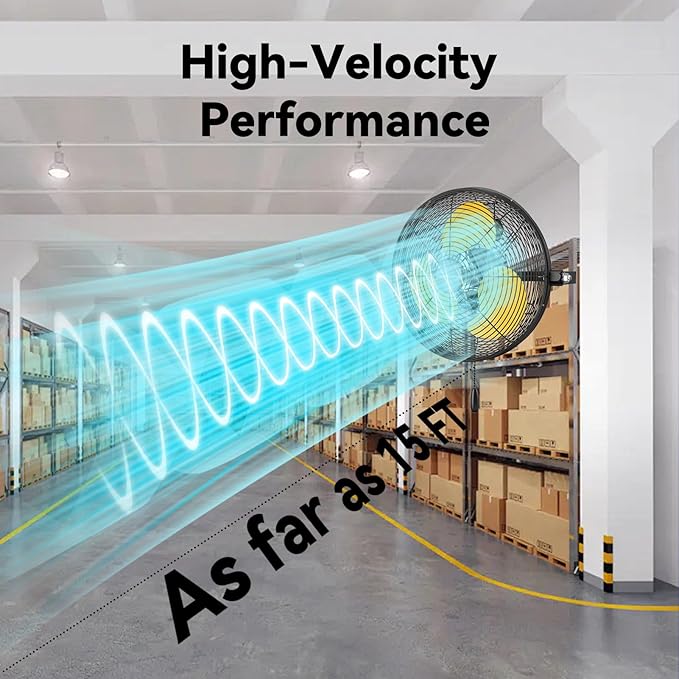 12 Inch Wall Fan Pro Series - Sealed Motor High Velocity Wall Mount Fans for Commercial, Residential, Warehouse, Covered Patio, Shop, Garage, Barn, Gazebo 3 Speed 2800 CFM UL Safety Listed