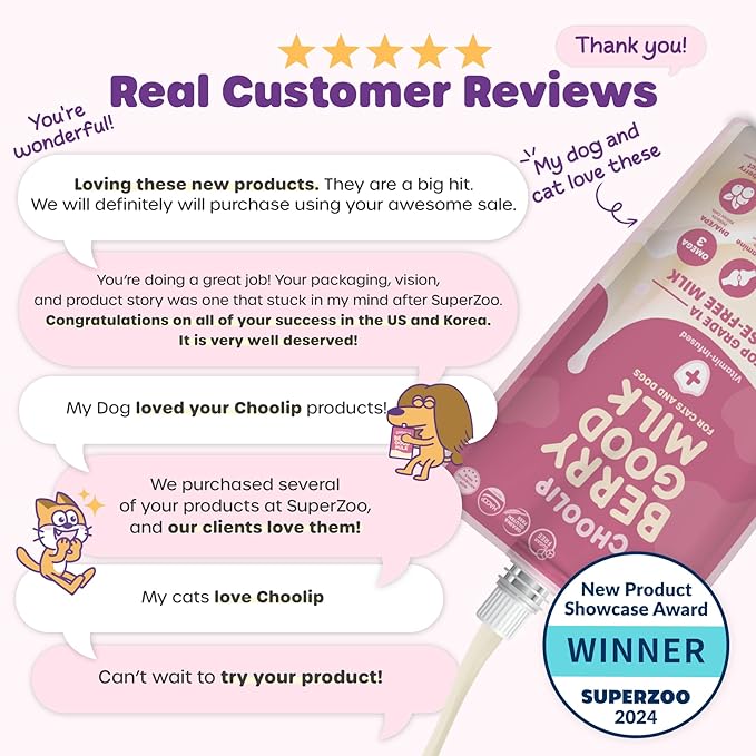 Choolip Berry Good Milk – 10-Pack Lactose-Free Vitamin Milk for Cats & Dogs | Vet-Formulated Pet Drink Supporting Urinary, Joint & Digestive Health | Grain-Free, Ready to Serve