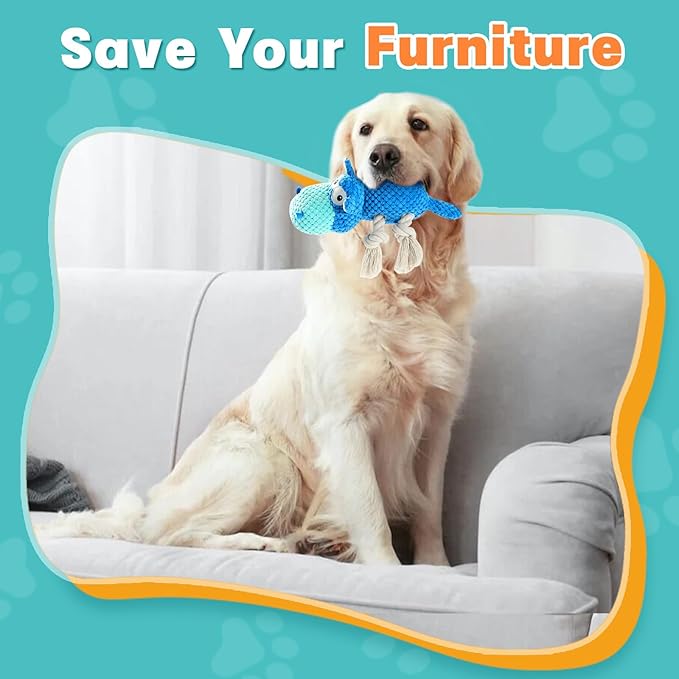 Dog Toys for Aggressive Chewers - Dog Toys to Keep Them Busy Squeaky Dog Toys for Large Dogs (Blue, Medium)