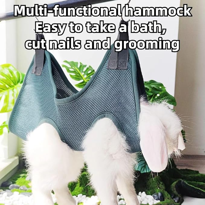 Rabbit Grooming Hammock with Safety Belt for Nail Clipping, Grooming, Bunny Bathing Bag for Nail Trimming, Cat Claw Care Bag, Small Animal Grooming Harness (Red,XX-Small)