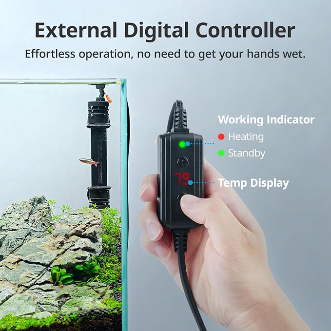 NICREW 100W Aquarium Heater with Temperature Adjustable Controller & Dual Sensors, 10-20 Gallon Submersible Fish Tank Heater, Overheat Protection