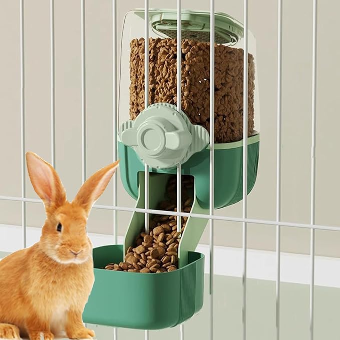 Pet Hanging Automatic Feeders Drinking Bowls,Gravity Rabbit Feeder and Water Set,Cage Cat Food Bowl Feeding Station for Puppy Kitten Chinchilla Hedgehog Guinea Pig Ferret (Green-Food)