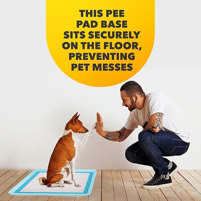 TidyFriend Dog Pee Pad Holder Tray Fits for 24” x 24” Wee Wee Pee Pads - Stable Grip, Raised Edges, Quick-Wipe Silicone Surface Dog Potty Tray Holder for Indoor Flooring Protection (Sky Blue)