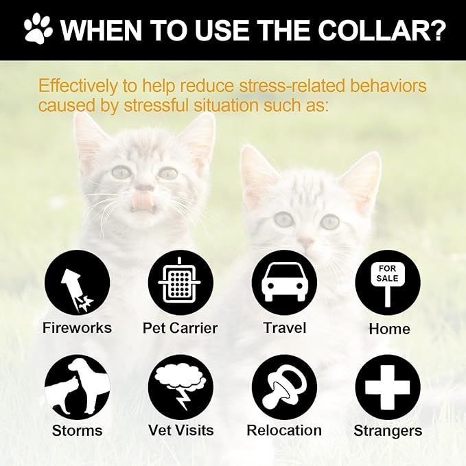 4 Pcs Cat Calming Collar Adjustable Lavender Scent Relaxing Cat Collar with 2 Pendant for Puppies Reduce Stress Aggression Anxious, up to 15 Inches(Black)