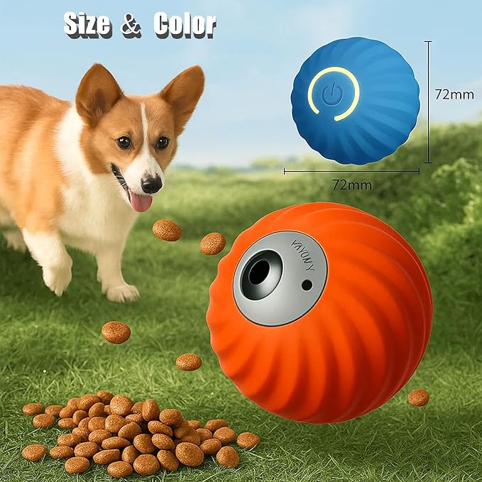 Zoomie Buddy 2.0, Zoomie Buddy for Dogs, 2 in 1 Smart Touch Interactive Dog Balls & Pet Feeder, 2.83" Diameter, Suitable for Small/Medium Dogs, with Fruit Plush Cover (2*Blue, Only)