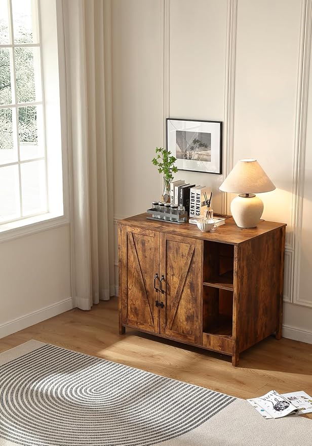 Cat Litter Robot Enclosure,for Placing Litter Robot 3/4,Power Outlet and Dog-Proof Shelf for Litter Robot Cabinet,Litter Collector for Automatic Litter Box Enclosure,Rustic Brown