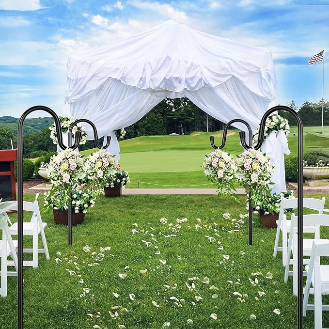 Shepherd Hooks for Outdoor, ToyHotels 1 Pack 78 Inch Bird Feeder Pole with 5 Prongs Base for Hanging Lantern, Hummingbird Feeder, Lightweight Plant, Shepherds Hook for Bird Feeders for Outside