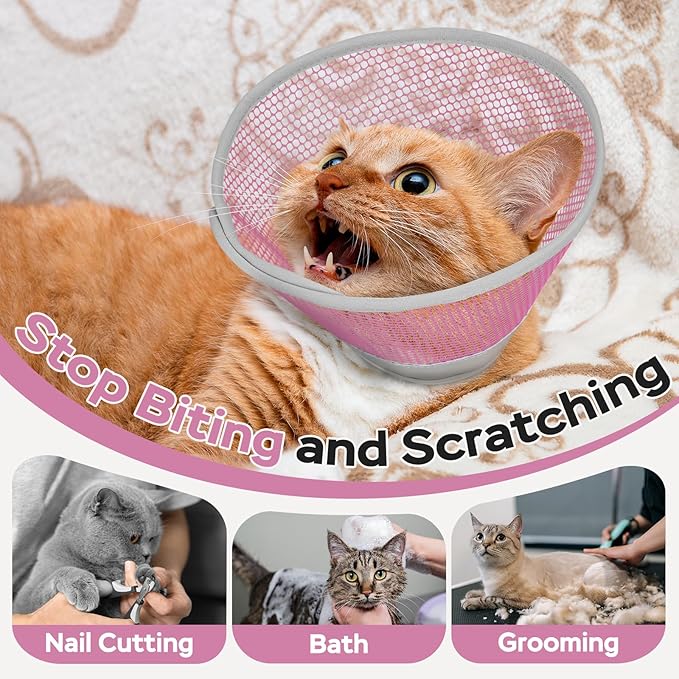 Cat Cone Collar Soft to Stop Licking After Surgery, Waterproof Lightweight Recovery Collar for Cats and Small Dogs, Elizabeth Plastic Cone Alternative, Neck Pillow to Prevent Scratches