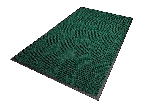 WaterHog Diamond | Commercial-Grade Entrance Mat with Rubber Border – Indoor/Outdoor, Quick Drying, Stain Resistant Door Mat (Evergreen, 4' x 6')