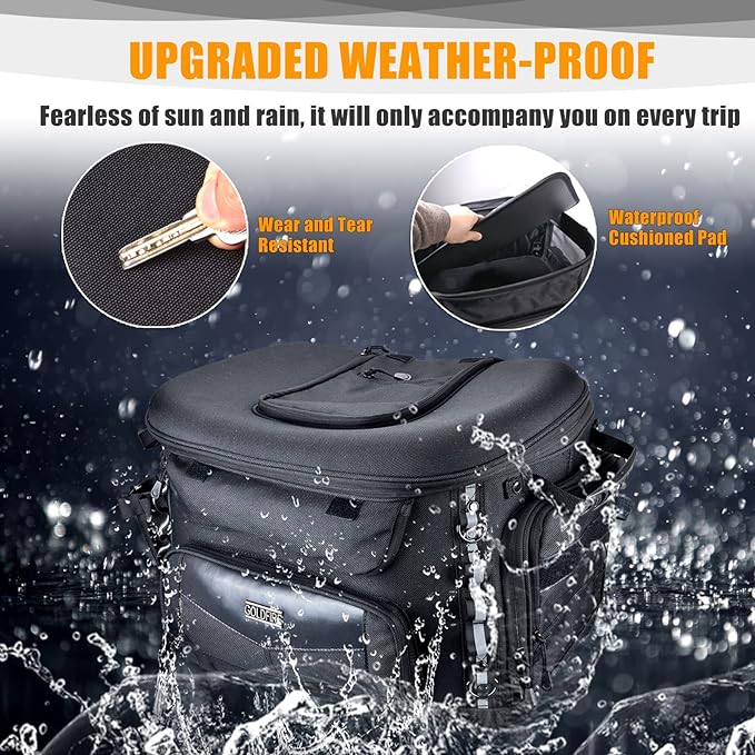 Motorcycle Dog Carrier, Portable Pet Carrier Pet Travel Bag Cat Carrier Bag for Harley Street Glide Road King Touring Trike Can Am with Luggage Rack Passenger Seat Load Capacity 20lb (Black)