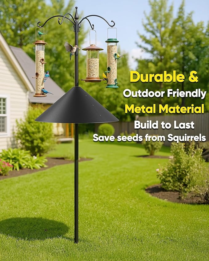 19 Inch Metal Squirrel Baffle for Bird Feeder Pole, Squirrel Proof Bird Feeders for Outdoors Hanging Cover for Rain Guard, Rust Proof Chew Proof Heavy, 1 Pack