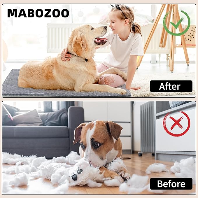 MABOZOO Indestructible Dog Beds - Chew Proof Crate Pad for Aggressive Chewers, Machine Washable Quilted Mat, Durable for Small Dogs, Grey Kennel Pad (28x47 in)