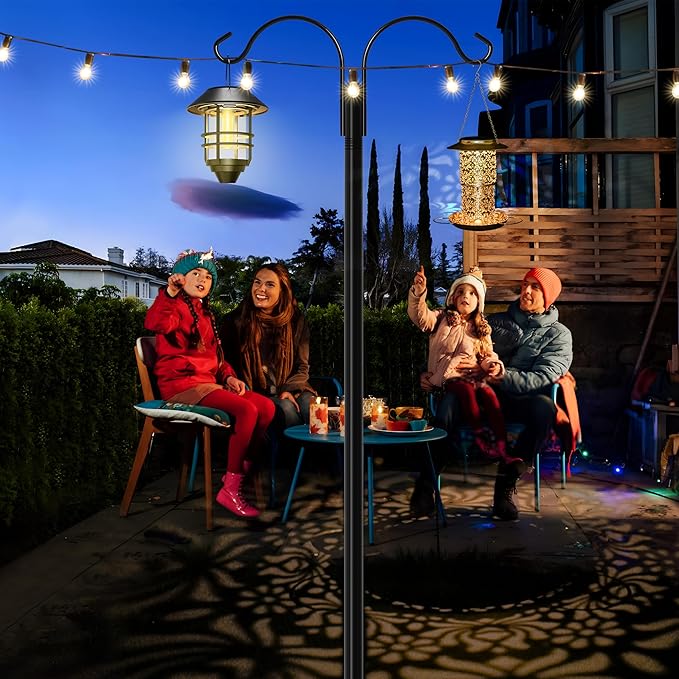 XDW-GIFTS Shepherds Hooks for Outdoor, 2-Pack 76 Inch Heavy Duty Bird Feeder Pole, Garden Pole for Hanging Plants, Lantern, Hummingbird Feeder, Hanging Plant Stand with 5 Base Prongs