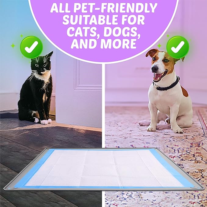 TidyFriend Dog Pee Pad Holder Tray Fits for 28” x 34” Pee Pads with Corner Lock Holes, Raised Edges, Non-Spill, Easy to Clean Silicone Dog Potty Tray Holder, for Indoor Floor Protection (Light Grey)