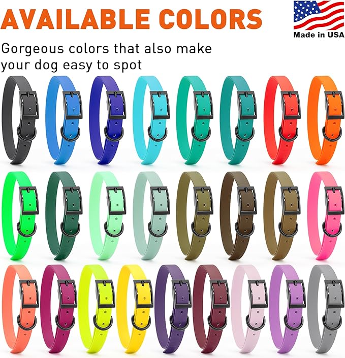 Dogline Biothane Waterproof Dog Collar Strong Coated Nylon Webbing with Black Hardware Odor- Proof for Easy Care Easy to Clean High Performance Fits Small Medium or Large Dogs, Violet Purple