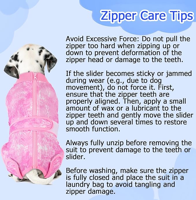 Lukovee Recovery Suit for Dogs - Zipper On Onesie for Female Male Dog, Abdominal Wounds Cone E-Collar Alternative, Prevent Licking Spay (Pink-TPI, L)