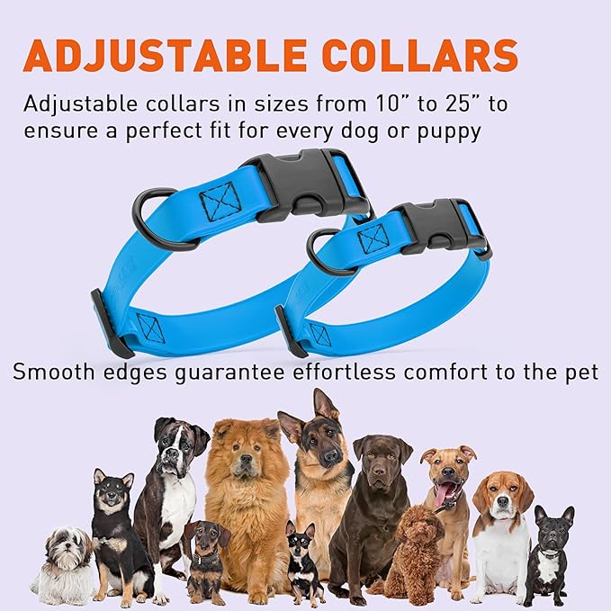 Dogline Biothane Waterproof Dog Collar with Quick Release Buckle Strong Coated Nylon Webbing with Odor- Proof for Easy Care Easy to Clean Fits Small Medium or Large Dogs, Dogline Blue 1" W 15-23" L