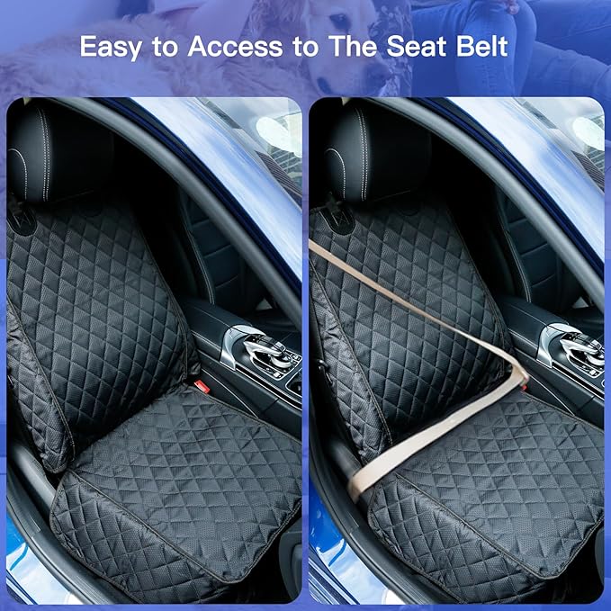 PETICON Front Seat Cover 2 Pack, Full Protection Dog Car Seat Cover with Side Flaps, Nonslip Scratchproof Captain Chair Seat Cover Fits for Cars, Trucks, SUVs, Jeep, Black