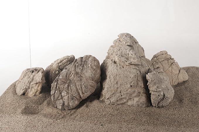 LANDEN Elephant Skin Stone Natural Multi-Texture Rocks Grey(18lbs, 3~9 inches,7pcs) for Aquarium, Paludarium, Terrariums, Landscaping, Decorative of Caves, Waterfalls, Cliffs