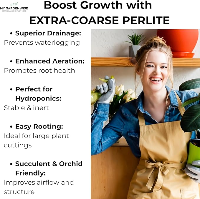 Perlite for Plants, Extra Coarse Grade 4 Horticultural Perlite, Organic Perlite for Gardening Indoor & Outdoor, Made in USA (3 quarts)