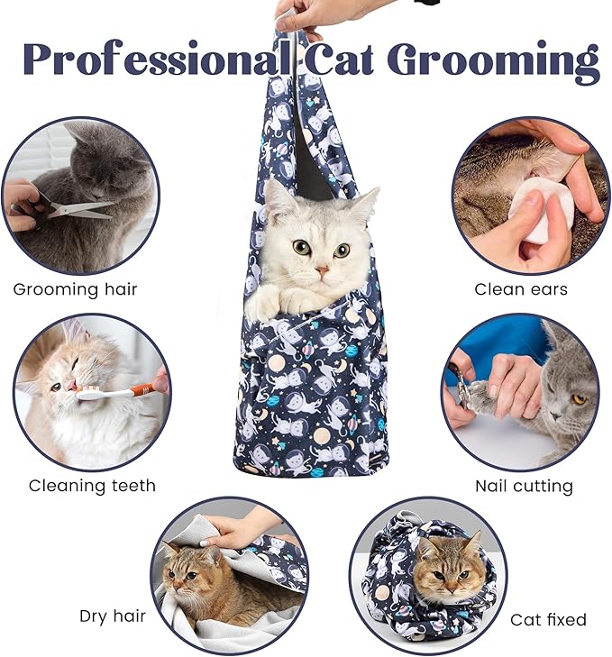 35.4'' Cat Wrap for Cutting Nails, Cat Restraint for Nail Clipping, Cat Swaddle Wrap for Adult Cats, Cat Burrito Wrap Can Be Applied to Cat Nail Trimming, XX-Large, Within 22lbs