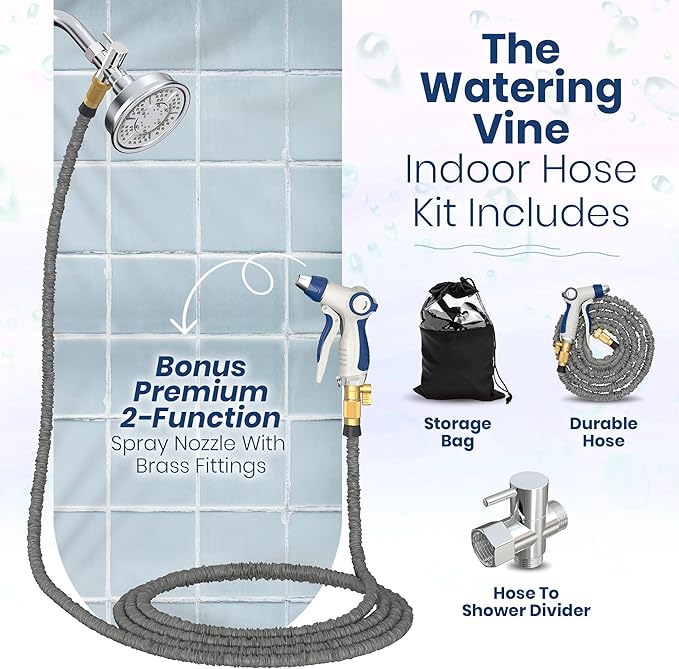 Indoor Hose Attachment with Handheld Sprayer for Dog Washing, Plant Watering, and Cleaning (75 FT) Long Hose with Universal Shower Head Adapter and Dog Shower Attachment