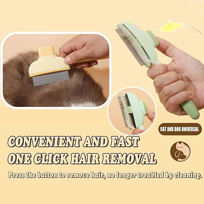 Pet Hair Removal Glove, Self Cleaning Pet Flea Comb Grooming Brush & Cat Brush - 3-in-1 Electrostatic Gloves Pet Hair Remover for Furniture, Clothes, Bedding