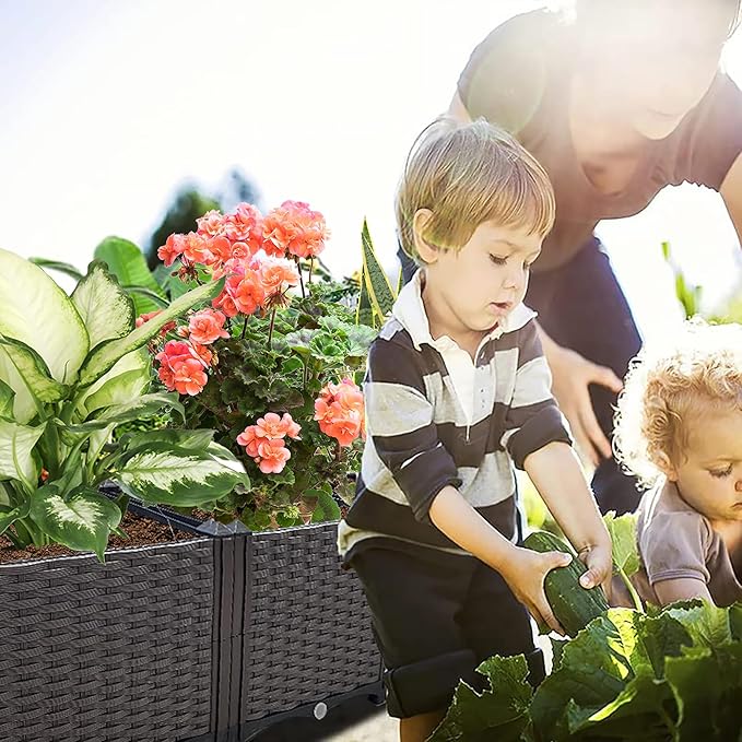 Raised Garden Bed Large Planters for Outdoor Plants Deepened Plant pots Planter Box Elevated Garden Patio Balcony Deck to Planting Flowers Vegetables Tomato and Herbs