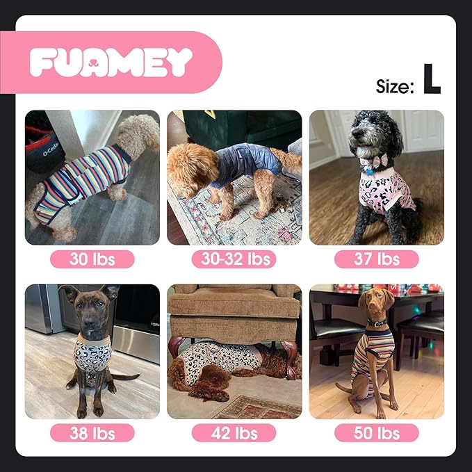 FUAMEY Dog Recovery Suit Male,Dogs Surgery Neuter Suits Puppy Spay Shirts for Female Protect Dog's Skin Anti Licking Abdominal Wounds Doggie Onesie Pet Bodysuit Alternative to Cone Polka Dot L