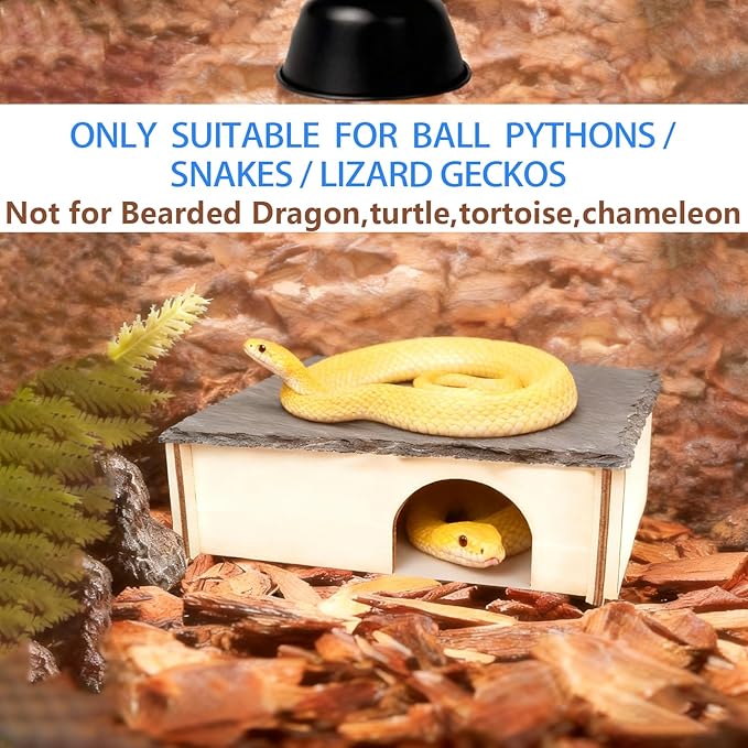 Large Snake Hide with Slate Reptile Hide Box Ball Python Hide 9.8×7.9×3" (M) Reptile Hides Snake Hides for Ball Pythons 100% Natural Stone & Wood Reinforced Packaging