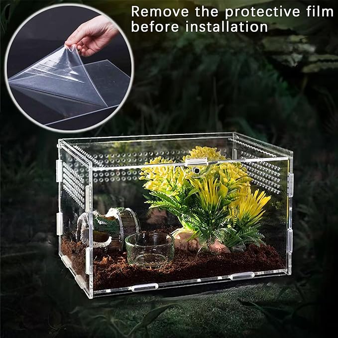 Micro Habitat Terrarium Enclosure Kit(4pc Set),Jumping Spider Enclosure,Spider Enclosure,Tarantula Enclosure, Acrylic Reptile Enclosure(8 * 4.7 * 4.7 Inches)
