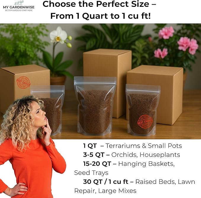 Peat Moss for Plants – Organic Sphagnum Peat Moss for Orchids, Terrariums, Seed Starting, Reptiles & Potting Soil Mix (20 quarts)