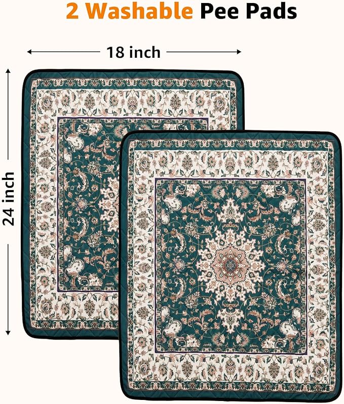 Washable Pee Pads for Dogs: 2 Pack Reusable Pee Pads for Dogs, Waterproof & Leakproof Washable Puppy Pad, Non-Slip Whelping Pee Pads & Potty Training Pad for Floor, Playpen,Crate, Couch, 18x24
