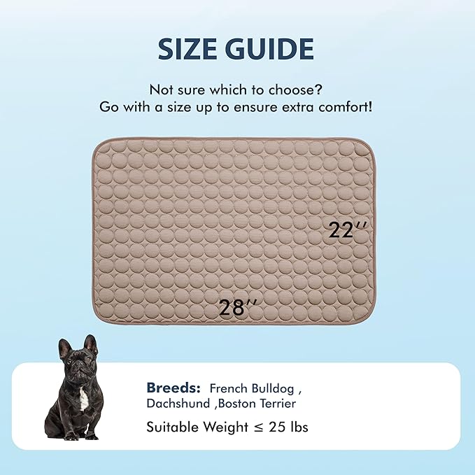 MICROCOSMOS Summer Cooling Mat & Sleeping Pad- Water Absorption Top, EZ Clean, Easy Carry, Materials Safe. Keep Cooling for Pets, Kids and Adults.(Brown, 28" x 22")