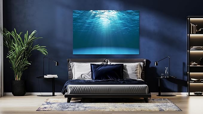 Nature Wall Art Prints - Ocean Forest Mountain Lake Canvas Landscapes - Small to Extra Large Living Room Bedroom Kitchen Bathroom Décor (Sun Rays Under Water, 20L" x 30W")