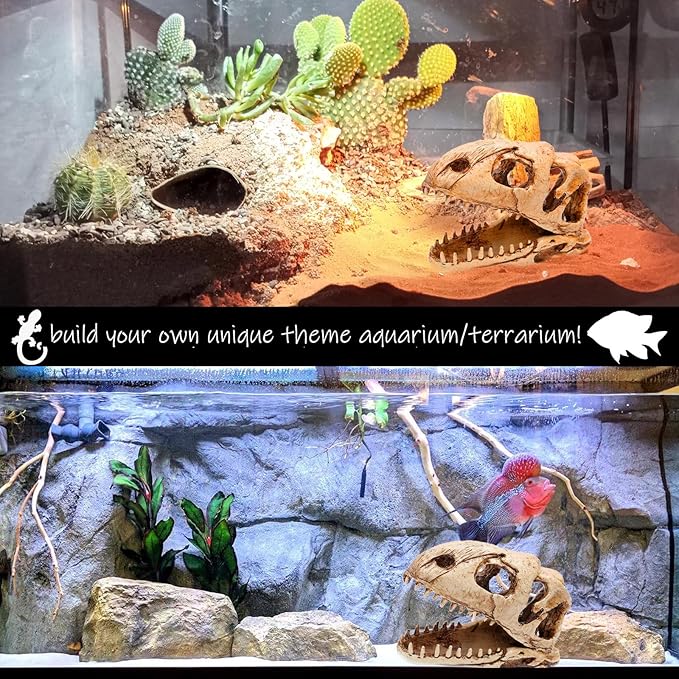 Dinosaur Animal Skull Aquarium Large Dรฉcor Cave Decorations Fish Hideout Tank Betta Tarantula Reptile Snake for Terrarium Decor Ornament Bones Halloween