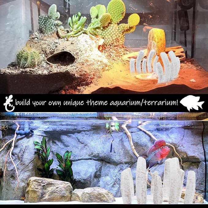 Skull Fish Tank Decorations Dinosaur Bones Snake Hideout Cave Animal Reptile Ornament Halloween Dรฉcor for Terrarium Aquarium Large Betta Tarantula Decor