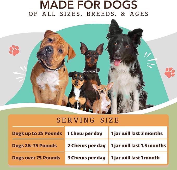 Natural Dog Company Hip & Joint Supplement for Dogs – Supports Mobility, Flexibility & Comfort, Glucosamine, Chondroitin, MSM & Turmeric, Chicken Flavor, 90 Count