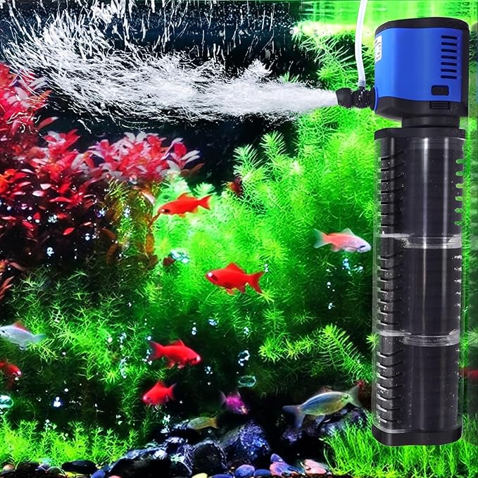 COOSPIDER Pond Filter for 75-200 Gallon, 400 GPH Powerful Filtration Pond Pump, Submersible Canister Filters for Fish Turtle Tank, Cold Plunge, Clear Wavemaker Oxygen Supply, Dry Burning Protection