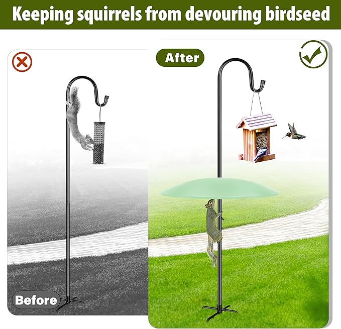 19" Extra Large Squirrel Baffle for Bird Feeder Pole,Squirrel Proof for Shepherd's Hook Outdoors, Extra Large Rain Guard for Outside Bird Feeder Pole Mount(Grass Green) 2 Pack