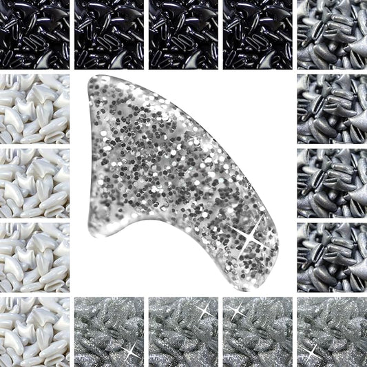 zetpo 80 pcs Cat Claw Covers | Cat Nail Caps | with Adhesives and Applicators (XS, Black, Silver, Silver Glitter, White)