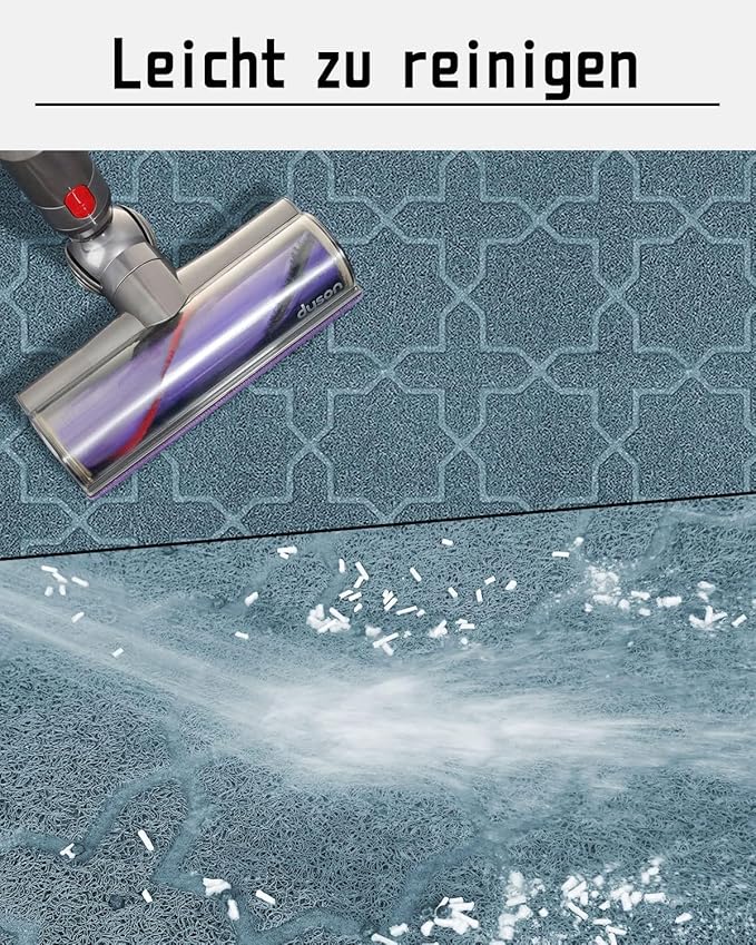 Yimobra Cat Litter Mat, 35.4"x23.6" Litter Box Mat with Litter Lock Mesh, Soft Cat Litter Mat Litter Trapping Mat, Easy to Clean, Non-Slip, Water Resistant, Litter Free Floors, Tea Blue